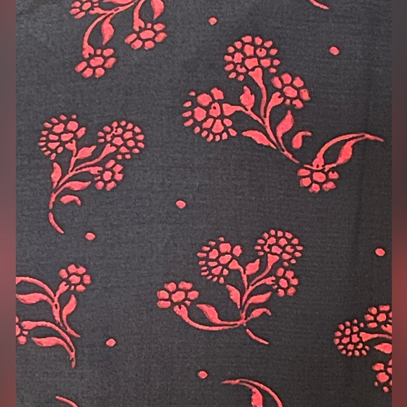 LOFT Dress Size XS Black Red Floral Prairie Midi Western Ruffle NWT - Picture 6 of 10